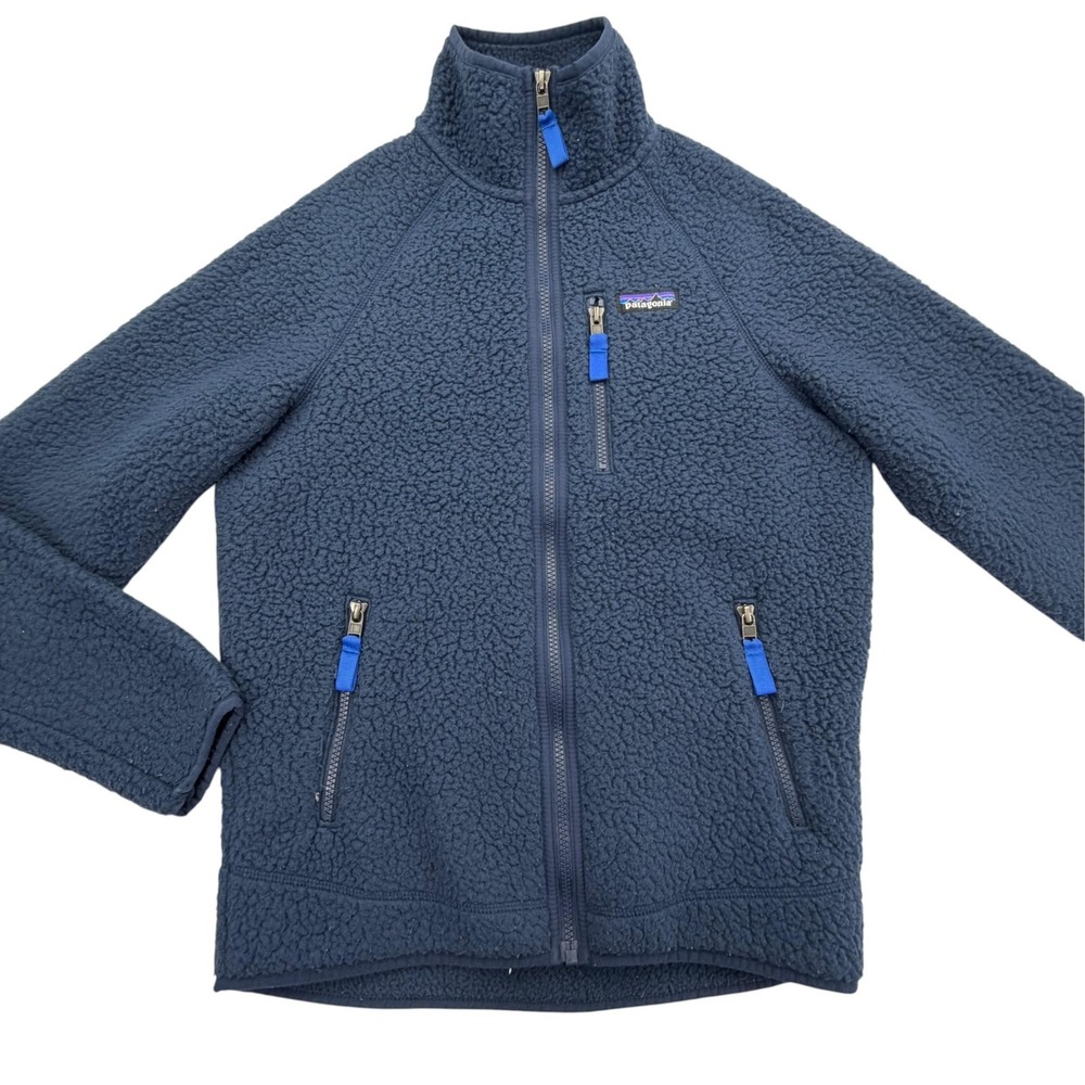 Patagonia NENA Jacket Mens S Blue Quilted Fleece Full Zip Lined Mid-Length